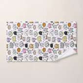 猫のお洒落顔パターン バスタオルセット (ハンドタオル)