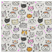 猫のお洒落顔パターン ファブリック (見本)