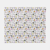 猫のお洒落顔パターン フリースブランケット (正面(横))