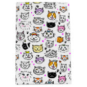 猫のお洒落顔パターン ミディアムペーパーバッグ (正面)