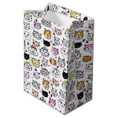 猫のお洒落顔パターン ミディアムペーパーバッグ (裏面アングル)