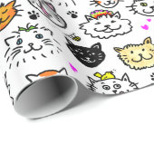 猫のお洒落顔パターン ラッピングペーパー (ロールコーナー)