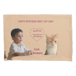 猫のお父さんお誕生日おめでとうフォトギフト 枕カバー