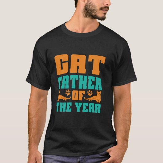 猫のお父さん一年生 猫パパ Tシャツ (正面)