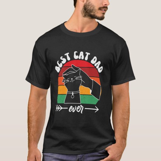 猫のお父さん、面白い猫のパパのデザイン Tシャツ (正面)