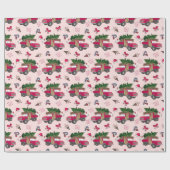 猫のお祭りクリスマスレッドトラック&キャット ラッピングペーパー (フラット)