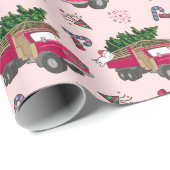 猫のお祭りクリスマスレッドトラック&キャット ラッピングペーパー (ロールコーナー)