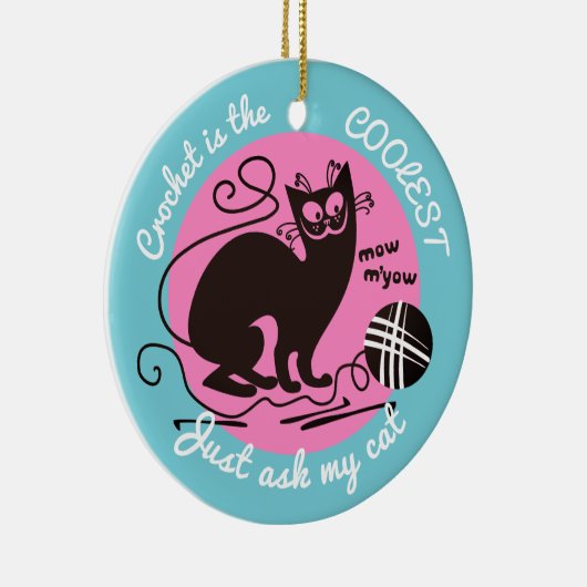 猫のかぎ針編みホックヤーンのクリスマスのオーナメント セラミックオーナメント (右)