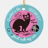 猫のかぎ針編みホックヤーンのクリスマスのオーナメント セラミックオーナメント (正面)