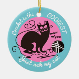 猫のかぎ針編みホックヤーンのクリスマスのオーナメント セラミックオーナメント