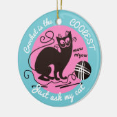 猫のかぎ針編みホックヤーンのクリスマスのオーナメント セラミックオーナメント (左)