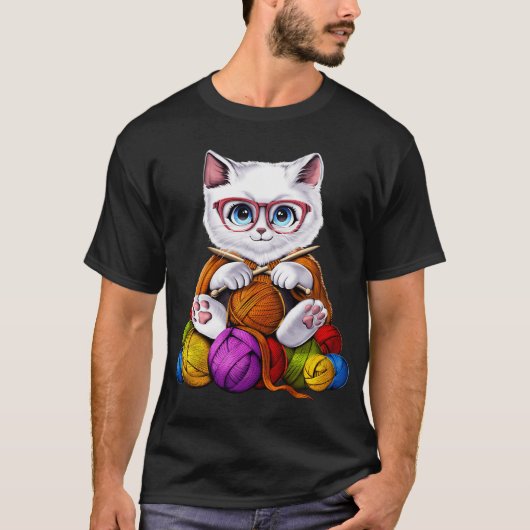 猫のかぎ針編み Tシャツ (正面)
