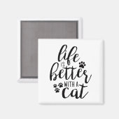 猫のかわいいキャプションで人生を楽しむ マグネット (正面/裏面)