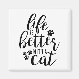 猫のかわいいキャプションで人生を楽しむ マグネット