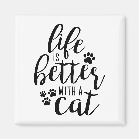 猫のかわいいキャプションで人生を楽しむ マグネット (正面)