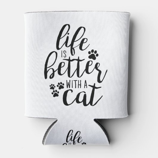 猫のかわいいキャプションで人生を楽しむ 缶クーラー (正面)