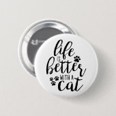 猫のかわいいキャプションで人生を楽しむ 缶バッジ (正面&裏面)