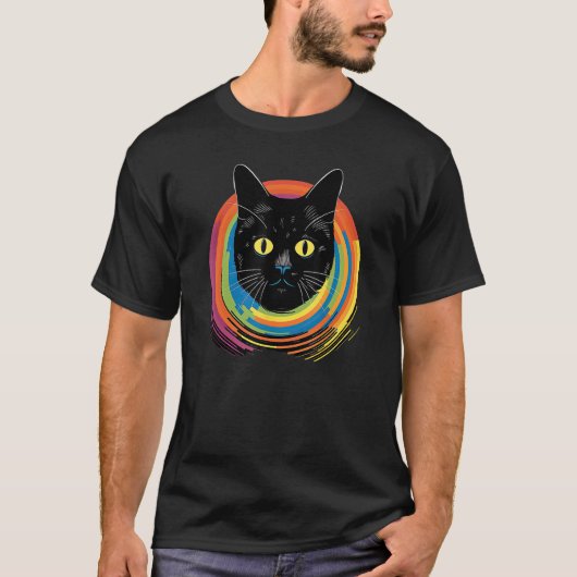猫のかわいいレインボー猫20 Tシャツ (正面)
