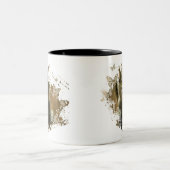 猫のかわいらしアートワーク ツートーンマグカップ (中央)