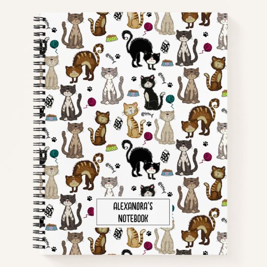 猫のかわいらし柄 ノートブック (正面)