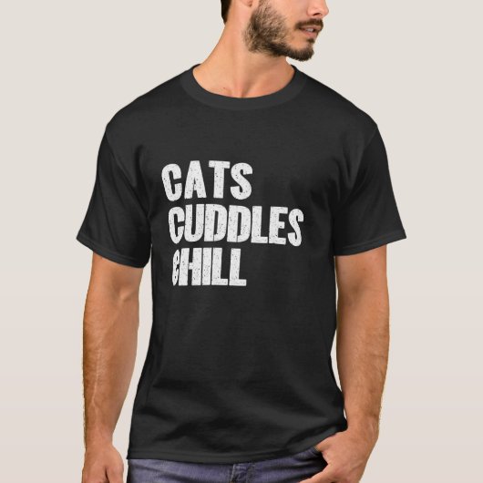 猫のぎゅっ 癒しの猫のパパ Tシャツ (正面)