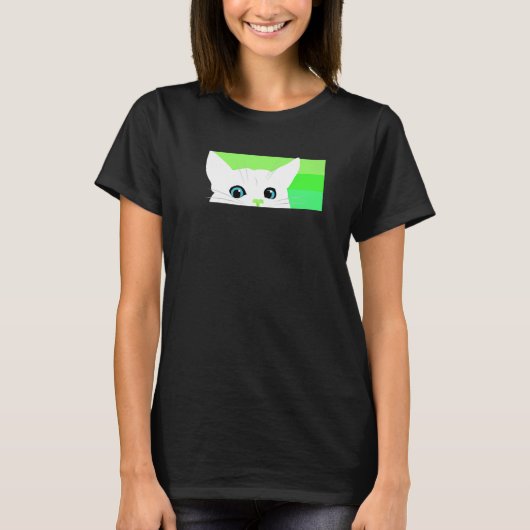 猫のこっそり覗き見 Tシャツ (正面)