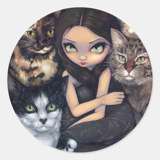 「猫のことばかり」ステッカー ラウンドシール (正面)