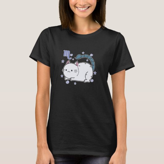 猫のさそり座の星座 Tシャツ (正面)