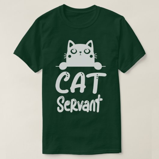 猫のしもべおもしろいと猫の飼い主、猫好き Tシャツ (デザイン正面)