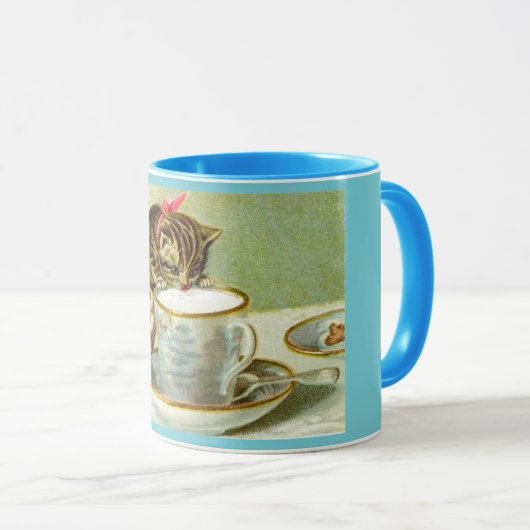 猫のすする茶カスタムのマグ マグカップ (正面右)