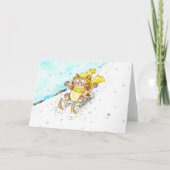 猫のそり挨拶 カード (正面)