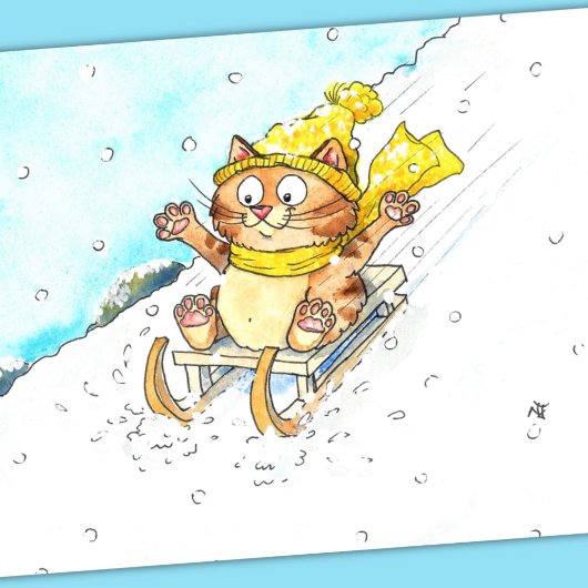 猫のそり挨拶 カード