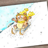 猫のそり ポストカード