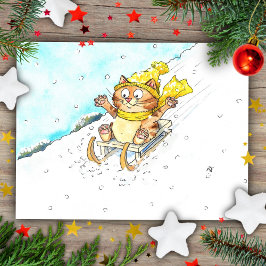 猫のそり ポストカード