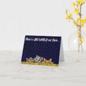 猫のぞき会の卒業 カード (黄色い花)