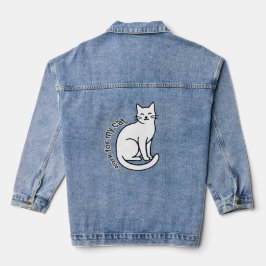 猫のために働いている – 面白い猫好きの引用デザイン デニムジャケット