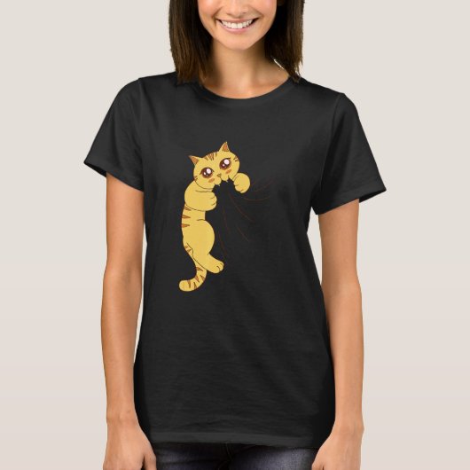猫のためのキュートな猫の噛みつき Tシャツ (正面)