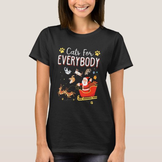 猫のためのサンタ・クリスマス Tシャツ (正面)