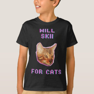 猫のためのスキー楽しい冬の雪の冒険 Tシャツ