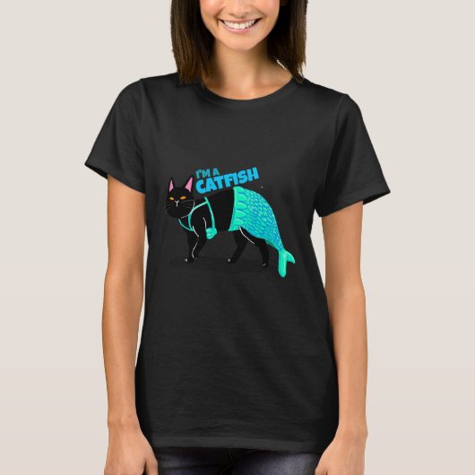 猫のためのナマズ Tシャツ (正面)