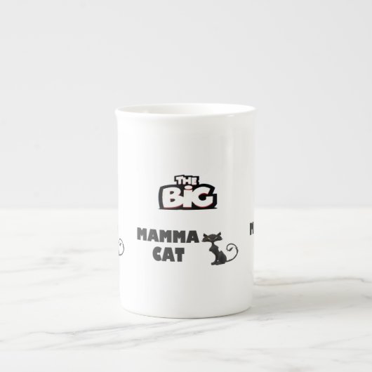 猫のための大きな乳クールデザイン ボーンチャイナマグカップ (正面)