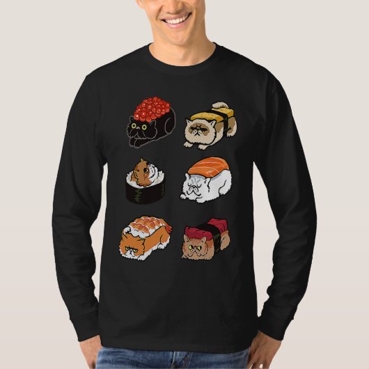 猫のための寿司ペルシャ猫 Tシャツ (正面)