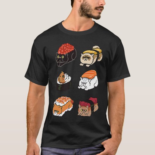 猫のための寿司ペルシャ猫 Tシャツ (正面)