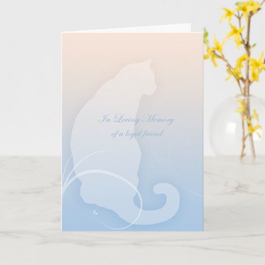 猫のための愛情のある記憶誠実な悔やみや弔慰 カード (黄色い花)