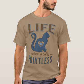 猫のない生活は無意味な猫の睡眠ナビブルー Tシャツ