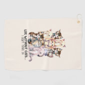 猫のない生活?僕はそうは考えしない ゴルフタオル (横)