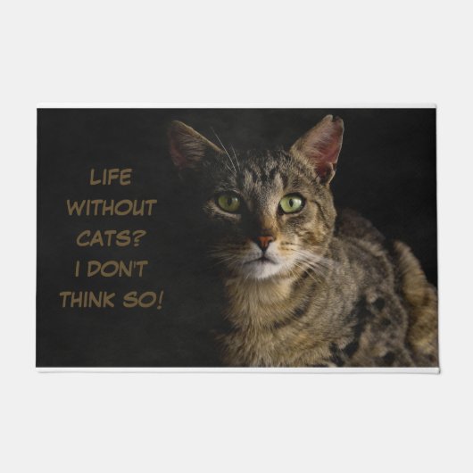 猫のない生活？違う考えよ!カスタムおもしろい ドアマット (正面)