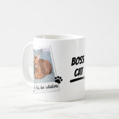 猫のひげ上司 肉球 写真 名前 タイポグラフィ コーヒーマグカップ (正面左)