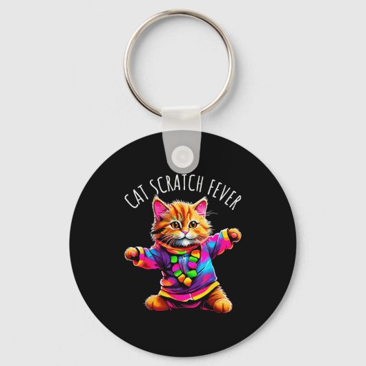猫のひっかき熱 面白い かわいい カラフル ダンシングキャット キーホルダー (正面)