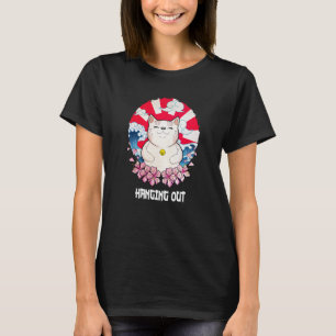 猫のぶら下がった趣味キットン猫パスタイム猫ママ1 Tシャツ